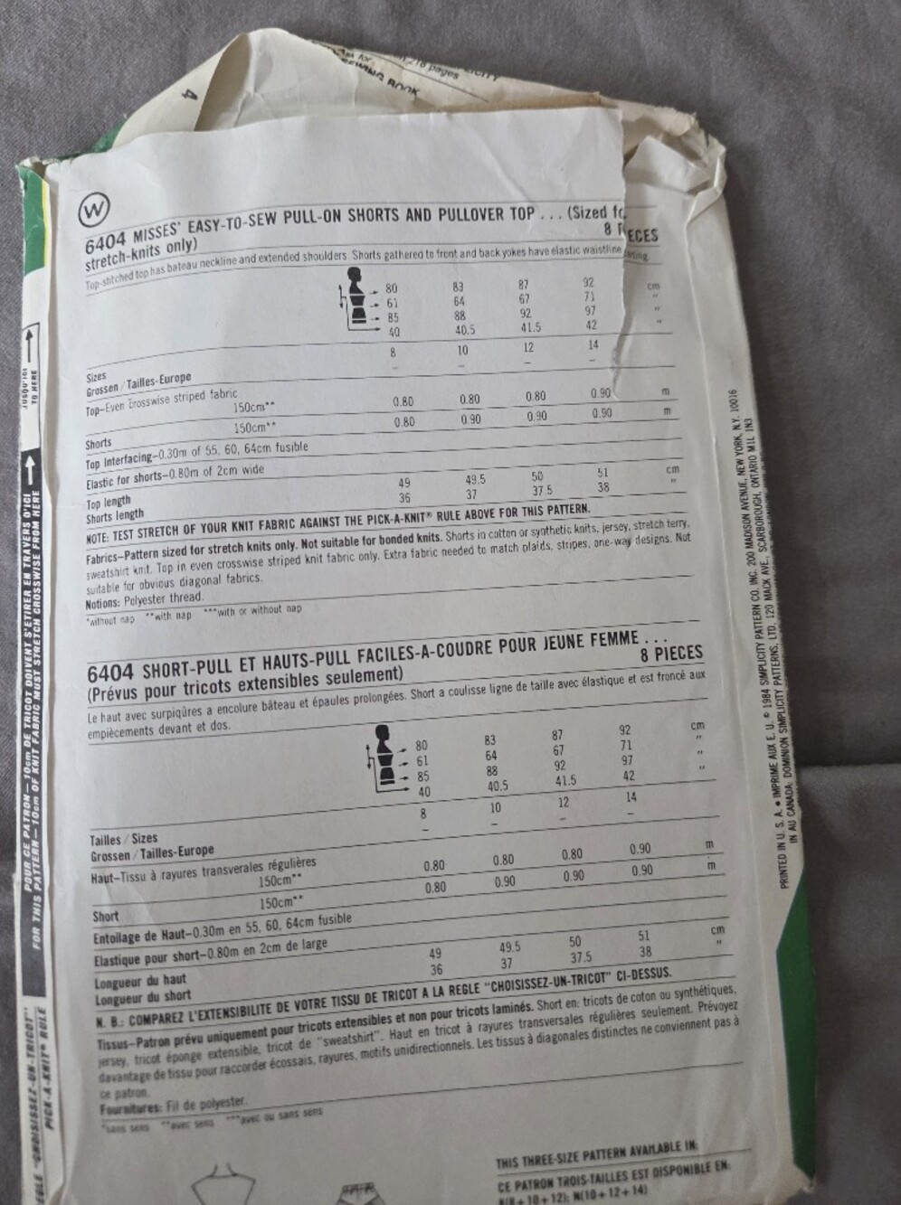Simplicity ESP 6404 Sewing Pattern - Picture 3 of 3